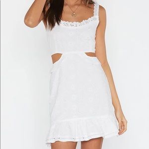 Nasty Gal white cutout waist broderie sundress